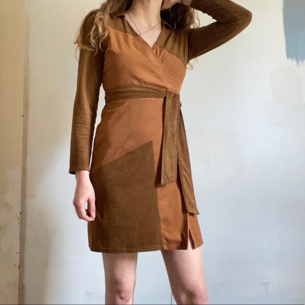 Faux-suede 70’s Style Mini Dress